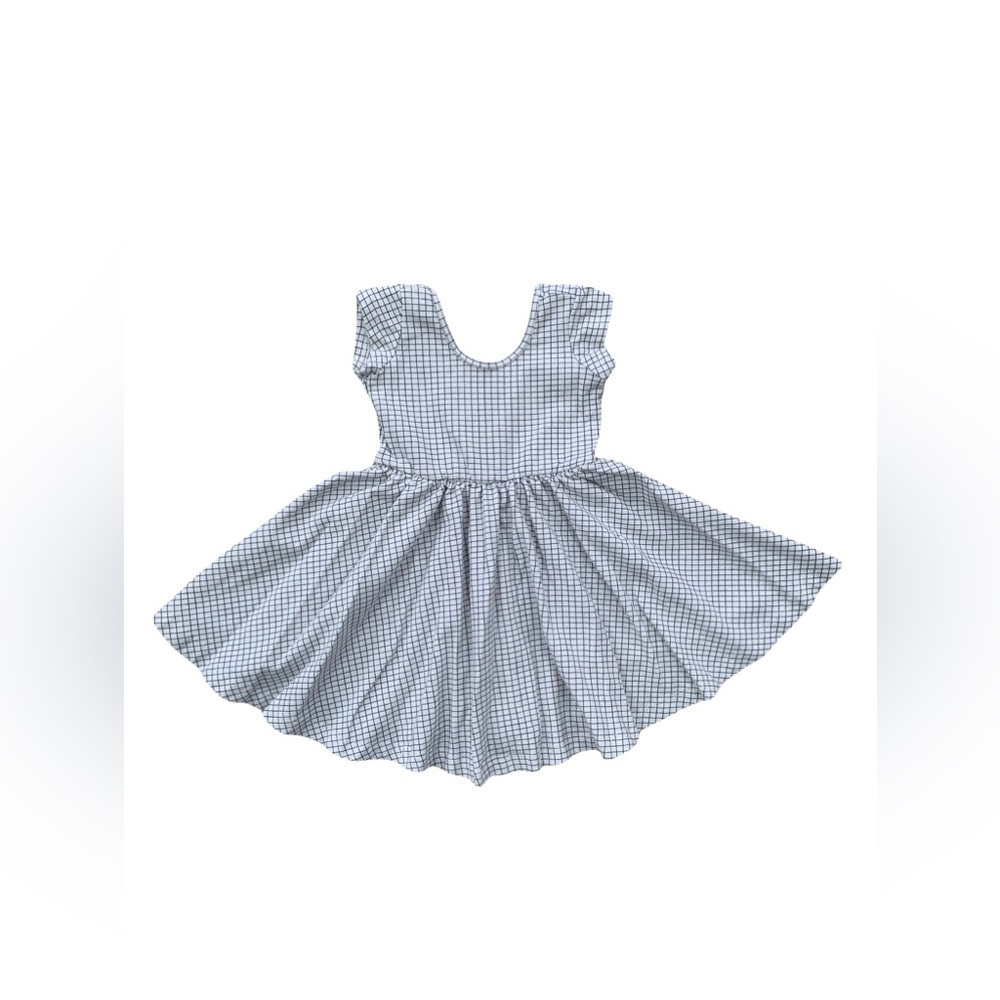 Alice + Ames Size 2T White Grid Print Short Sleeve Ballet Dress